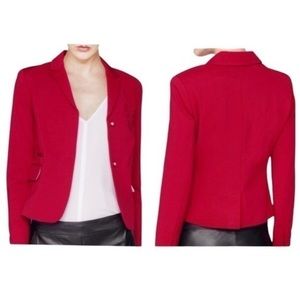Diane von Furstenberg Karl red stretch snap button blazer jacket 12